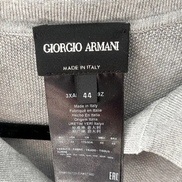 GIORGIO ARMANI Silk Knit Polo Shirt Collared Luxury Designer Unisex Minimalist - Picture 4 of 8